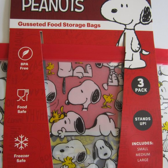 Peanuts Kitchen Snoopy Peanuts Woodstock Gusseted Food Storage Bags